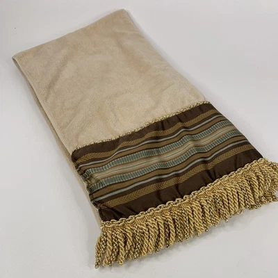 Toalla de baño de colección Croscill algodón flecos dorados Carrington 47" x 26" Foto 1 de 4