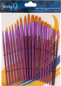 Set pennelli universali Taklon dorato 20 pezzi per acquerello, acrilico, olio, tempera.  - Foto 1 di 12