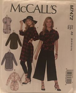 McCall's Pattern M7472 from 2016. Misses Shirts, Tunics and Belt Size A5