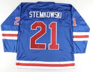 Pete Stemkowski signiertes New York Rangers Pro Style Trikot Größe XL COA RSA - Bild 1 von 3