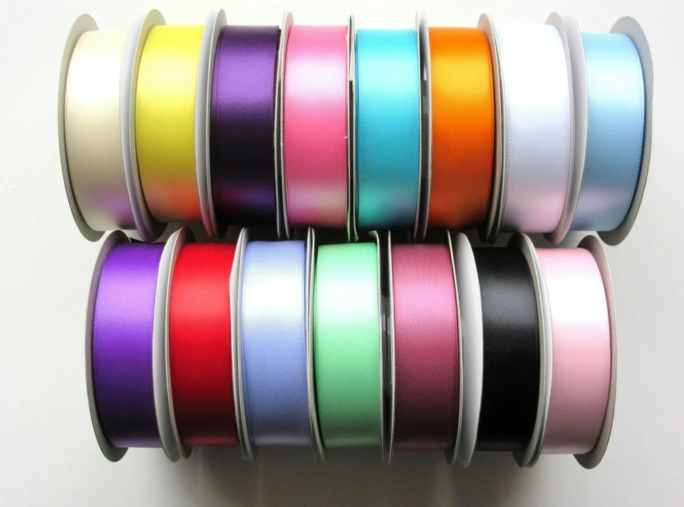 SJS Satin Ribbon Double Faced Reels (Full Rolls) Choice of 15 Colours and 5 Widths