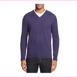 Mens 2-Ply Cashmere V-Neck Sweater Blueberry Knitwear,S - Picture 1 of 1