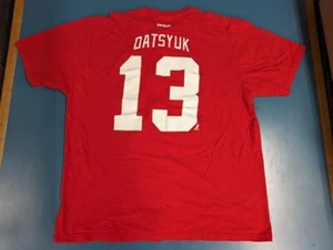 Reebok Pavel Datsyuk T-Shirt Mens Red Short Sleeve Logo NHL #13 Size XXl 2x 2XL - Picture 1 of 3
