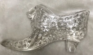 Fenton Clear Glass Hobnail Shoe Slipper with Cat Head *defect - Picture 1 of 11