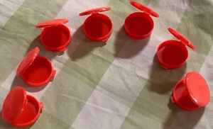 Tupperware Mini Muschel Pillenbehälter rund Tasche Behälter 7er Set rot neu - Bild 1 von 3
