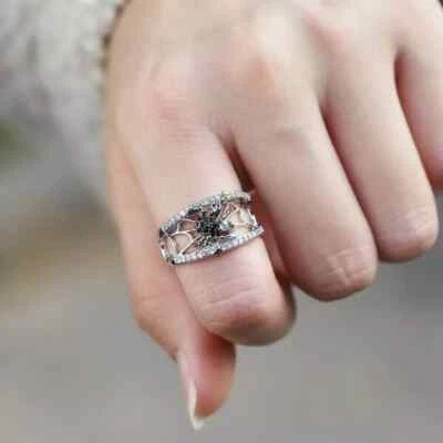 5.78Ct Round Cut Lab Created Diamond Halloween Ring 14K White Gold Plated Silve - Image 1 of 4