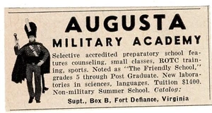 1965 AUGUSTA Militärakademie Fort Defiance VA Institut Schule Vintage Druckanzeige - Bild 1 von 1