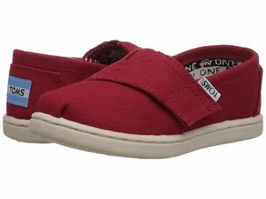 NEW UNISEX INFANT TODDLER TOMS SLIP ON CLASSIC RED CANVAS MEDIUM FLATS OXFORD - Picture 1 of 5