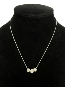 Swarovski Three Paved Crystal Balls Silver Tone Necklace 20" Max Length Bling - Picture 1 of 5