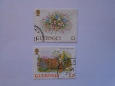 Guernsey VFU £2 & £1 1990's Flowers issue