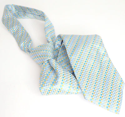 Corbata de cuello de seda geométrica azul amarilla para hombre Charles Tyrwhitt usada en excelente estado Foto 1 de 4