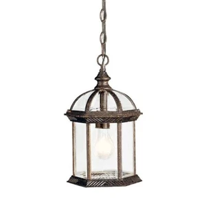 KICHLER Barrie Outdoor Hanging Light 1-Light Clear Beveled Glass Tannery Bronze - Picture 1 of 3