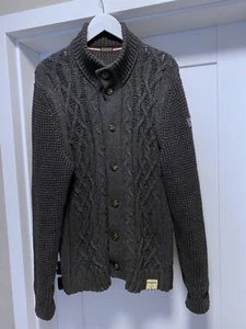 Authentic Napapijri 50% Wool Cable Knit Sweater cardigan Men's size XL - Picture 1 of 13
