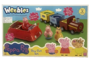 Peppa Pig Weebles Day Out Set Wobbily Car Wobbily Train y 3 Weebles - Imagen 1 de 4
