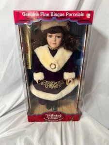 Vintage Collectors Choice originale fine bisque porcellana bambola vestito viola con certificato di autenticità - Foto 1 di 11