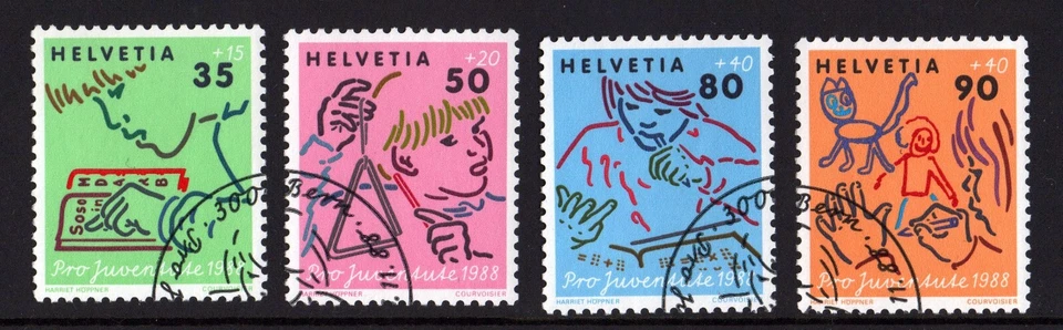U9063 SWITZERLAND 1988 Pro Juventute - kids at school used - Image 1 of 1