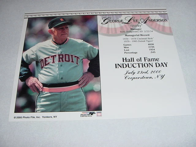 Impresión de inducción Sparky Anderson Hall of Fame 2000 (Tigres de Detroit) Foto 1 de 1