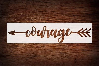 Plantilla Palabras Flecha Coraje Motivacional 4" x 12.6" - Letrero Largo Inspirador Foto 1 de 4