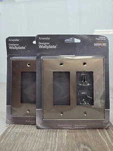 AMERELLE Ansley 2 Gang Rocker Metal Wall Plate -Brushed Nickel- New 2pack - Picture 1 of 3
