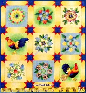 QUILTING TREASURES "MÖGLICHKEITEN" HAHN BEEREN STOFF PANEL 15 1/2" x 44" - Bild 1 von 1
