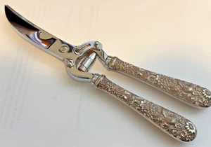 KIRK AND SON STERLING REPOUSSE FLORAL SCISSORS - Picture 1 of 7