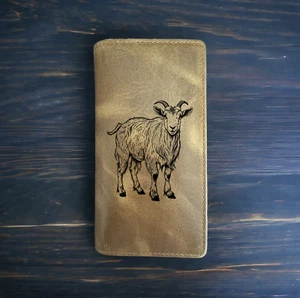 Cartera Vaquera Rodeo Cabra Cuero Búfalo Occidental Premium Animal de Granja Regalo NUEVO - Imagen 1 de 10
