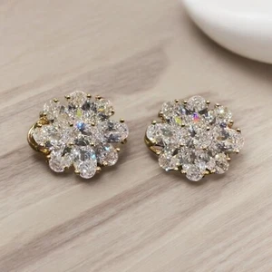 SWAROVSKI CRYSTALS GOLD PLATED FLOWER EARRINGS PRETTY - Picture 1 of 3