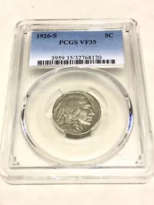 1926-S VF35 PCGS 5C Buffalo Nickel coin key date very nice coin for the grade - Picture 1 of 2