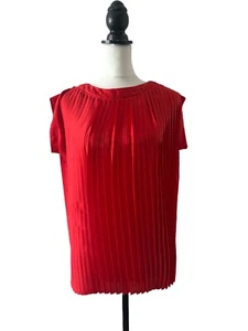 Reiss Womens Tammy Pleated Blouse Red Cap Sleeve Size UK 4 US 0 - Picture 1 of 10