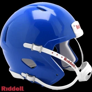 Kit de casco de fútbol americano Mini en blanco Riddell Speed azul real brillante - Imagen 1 de 16