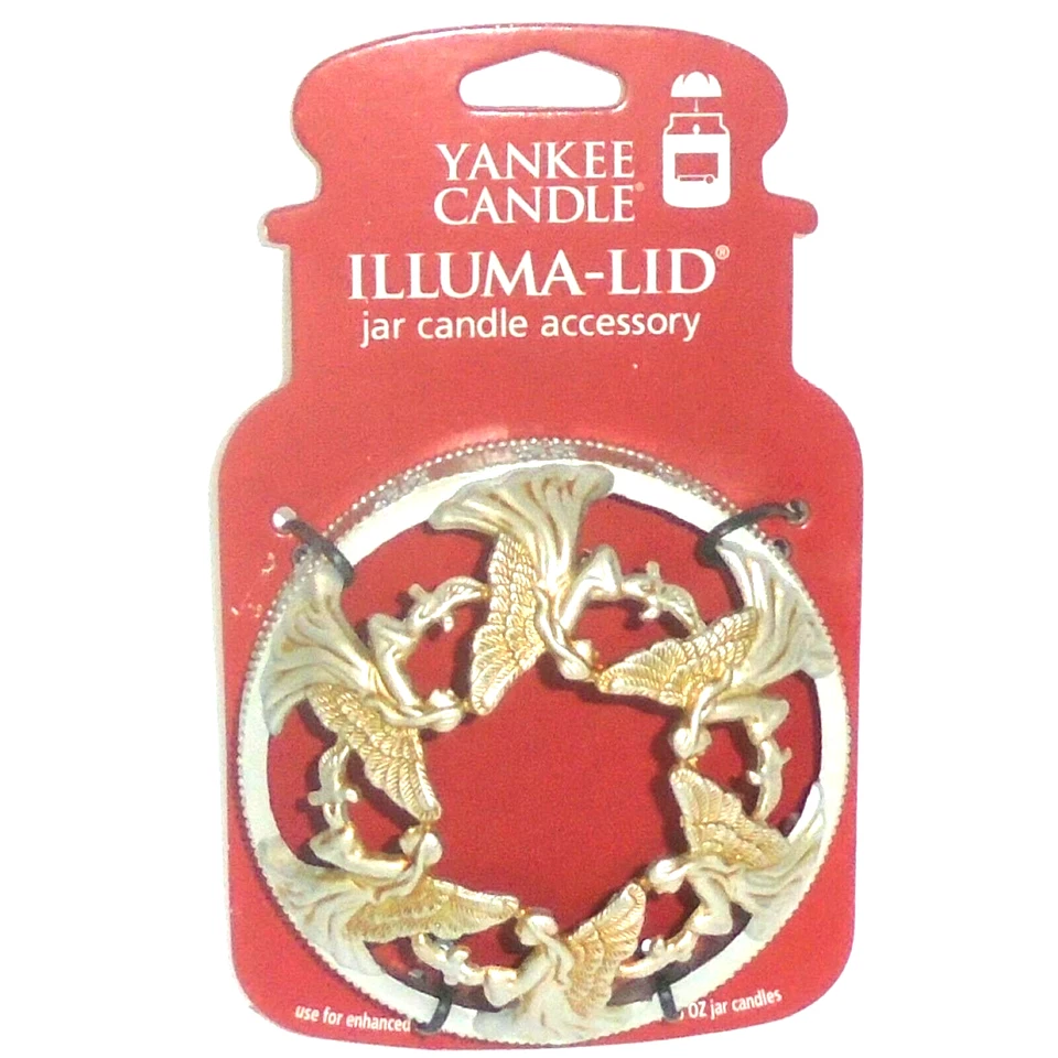 Yankee Candle Illuma Lid Angels Silver Gold Stay on Jar Topper
