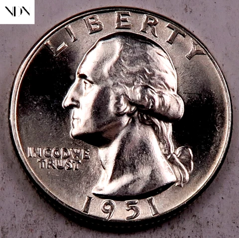 1951 Washington Quarter - Gem BU - 90% Silver Cover