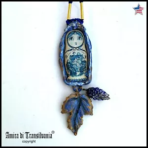 russian doll matrioska ethnic jewelry amulet pendant necklace good luck talisman - Picture 1 of 24