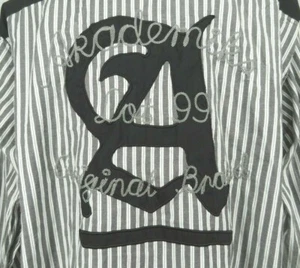 Akademiks Shirt 4XL Gray White LS Embroidery on Back Epaulets Roll Tab Sleeves - Picture 1 of 12