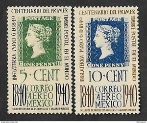 SMI) 1940 MEXICO, TYPE PENNY BLACK, AEREO, MNH SCT C103 AND C104 - Picture 1 of 1