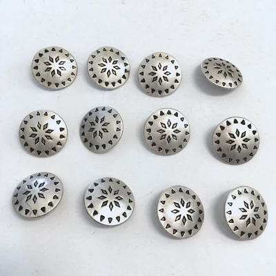 12 Metal Silver Buttons Southwest Western Shank Sewing 22 mm #MT2 - Image 1 of 4