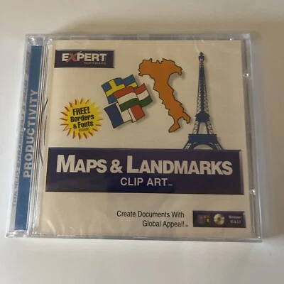 Maps & Landmarks Clip Art PC CDROM Win 95 *New Sealed* - Image 1 of 2