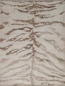 Muted Contemporary Abstract Turkish 4'x5' Area Rug Handmade Vegetable Dye Carpet - Picture 1 of 12