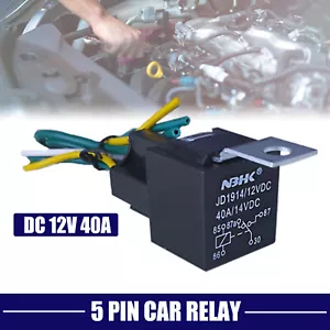 12V 5 Pin Relay With Harness Socket Set 40A Flame Retardant Hot Wire Automotive - Picture 1 of 7