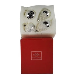 Lenox Ornament Ball Set American By Design Pearl and Silver Glass Christmas - Picture 1 of 8