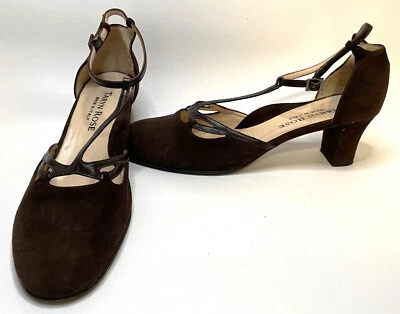 Taryn Rose Brown Suede T Strap Shoes 10M 41 Leather Worn Once - Image 1 of 4