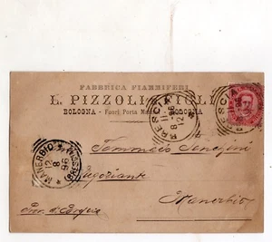 cartolina COMMERCIALE PIZZOLI E FIGLI FABBRICA FIAMMIFERI BOLOGNA 12-8-1896 - Picture 1 of 1