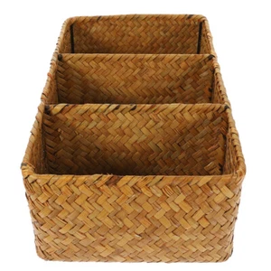 Desktop Woven Organizer Woven Divided Storage Basket Woven Storage Box Woven Box - Picture 1 of 12