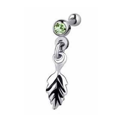 1,2mm Ohr Helix Piercing Schmuck mit Blatt Anhänger mit Kristall Ohr Stecker  - Bild 1 von 2