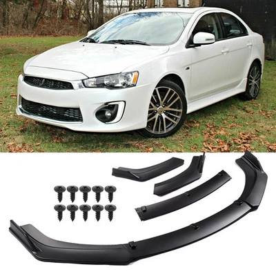 For Mitsubishi Lancer Front Bumper Lip Splitter Spoiler Matte Black Screw-On ABS - Image 1 of 4