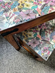 Solid Mango Wood Decoupaged Nest Of 2 Tables - Picture 1 of 7