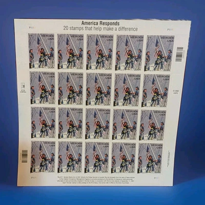USPS Scott #B2 9/11 America Responds - Stamps Sheet - MNH P#P1111 - Image 1 of 2