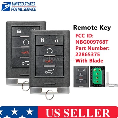 2 para Cadillac SRX 2010-2012 2013 2014 2015 mando a distancia llavero NBG009768T Foto 1 de 4