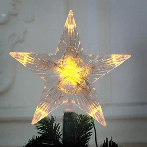 6" LED beleuchteter Weihnachtsbaum Topper Stern batteriebetrieben rustikal Urlaub Dekor - Bild 1 von 5