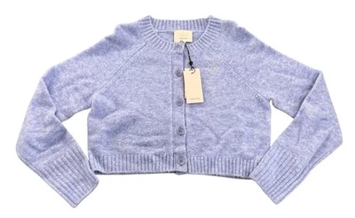 NEW Cinq A Sept Womens Millie Rhinestone Smiley Cardigan Pale Iris Size Small S - Image 1 of 3